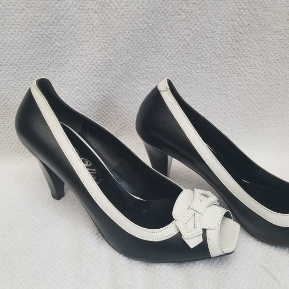 Brand new black and white leather Pumps with Cute detail on toe. - Picture 4 of 6